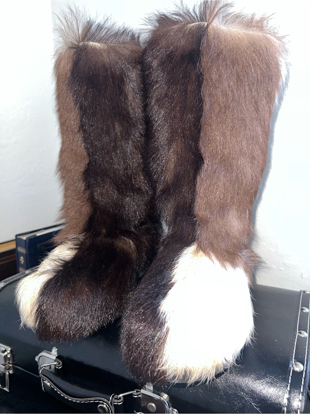 Women’s Brown and Cream Fur Winter Boots - Cozy Tall Boot - Picture 2 of 5